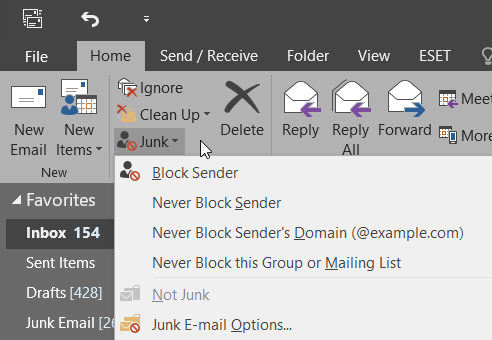 Outlook junk email filter