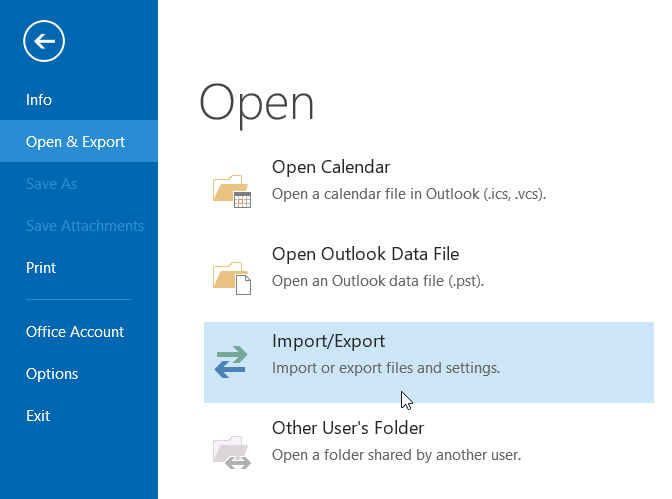 Outlook PST import