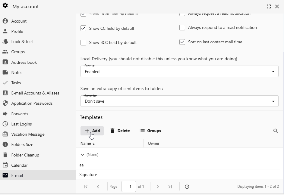Add new email template