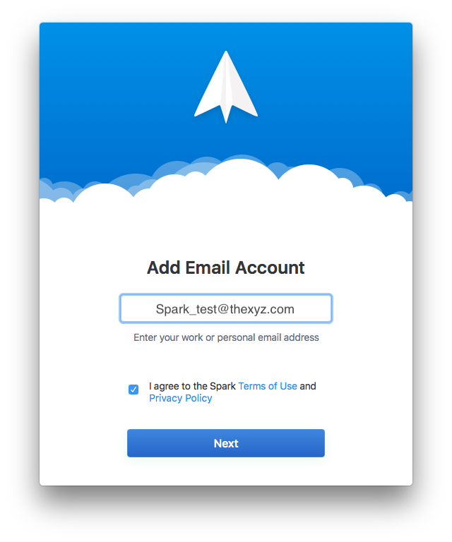 Add Thexyz email to Spark
