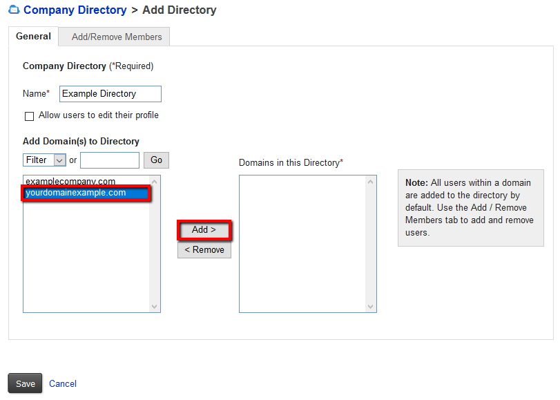 Adding a shared domain