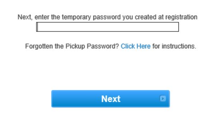 Pickup password for encrypted email