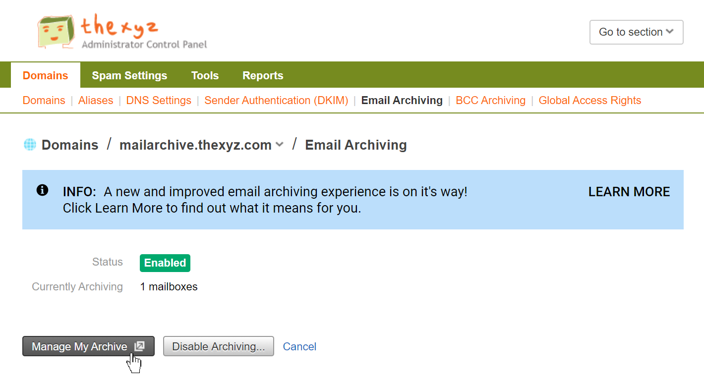 Thexyz Email Admin Portal