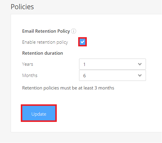 Email archiving retention