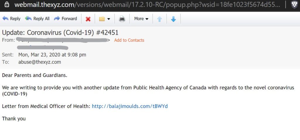 Covid-19 Email Scam