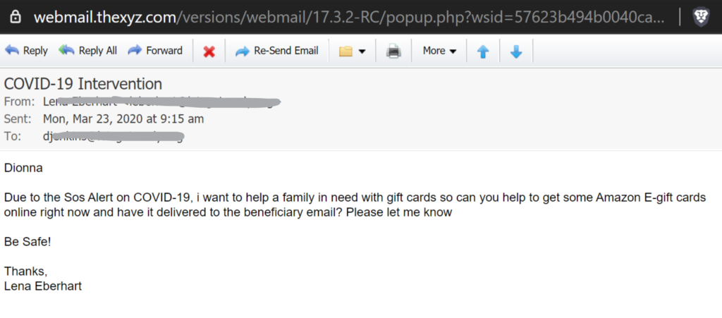 Covid-19 Email Scam