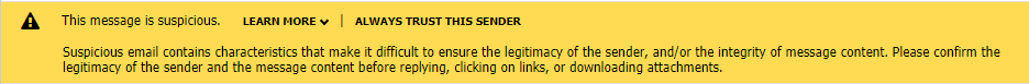 suspicious email warning