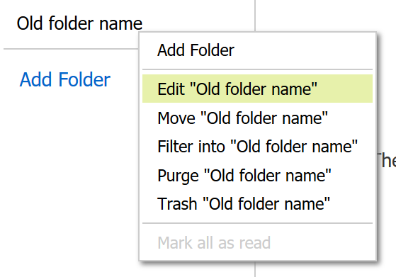 Editing an folder in Webmail