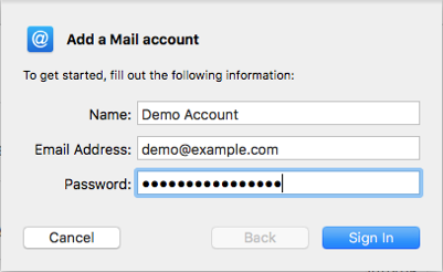 Add mail account on Mac Mail