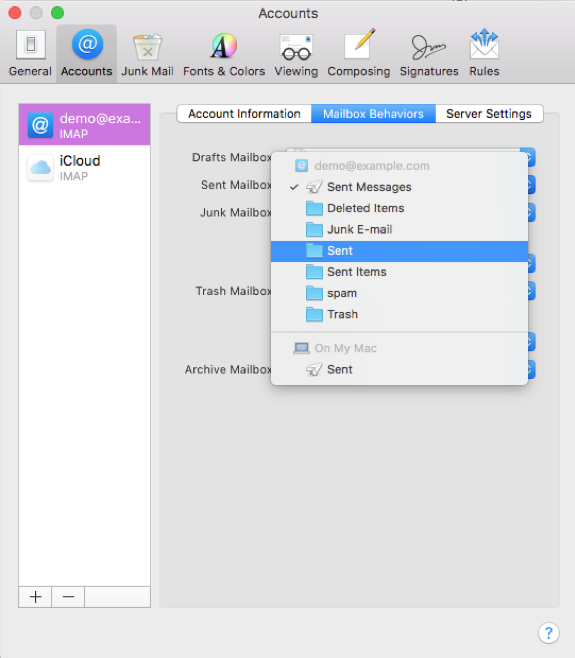 Sent folder on Mac Mail