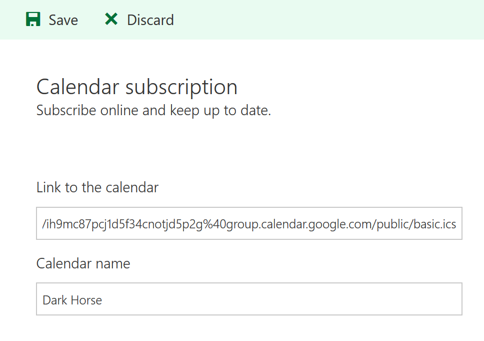 Saving a Google calendar